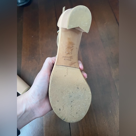Stuart Weitzman Nudistcurve Block Heel Sandal size 7.5 color Adobe - Picture 5 of 8